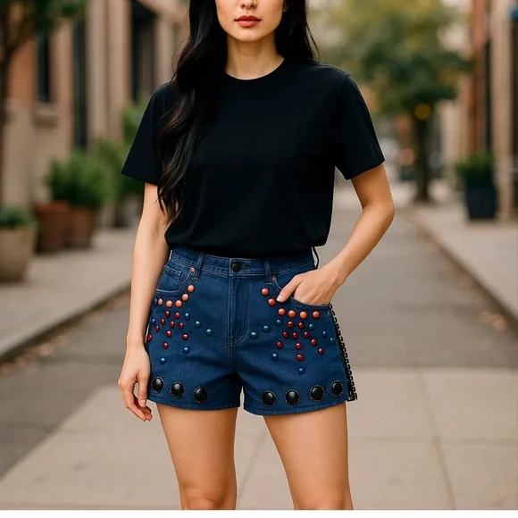 Anna Sui Beaded Summer Fashion Shorts - Picture 3 of 11